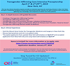 Application Deadline: Transgender-Affirming Care Intensive Preceptorship
